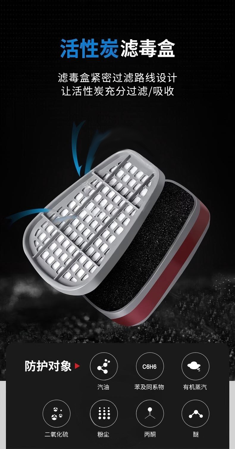 定和DH20121双滤盒橡胶半面罩防毒面具6